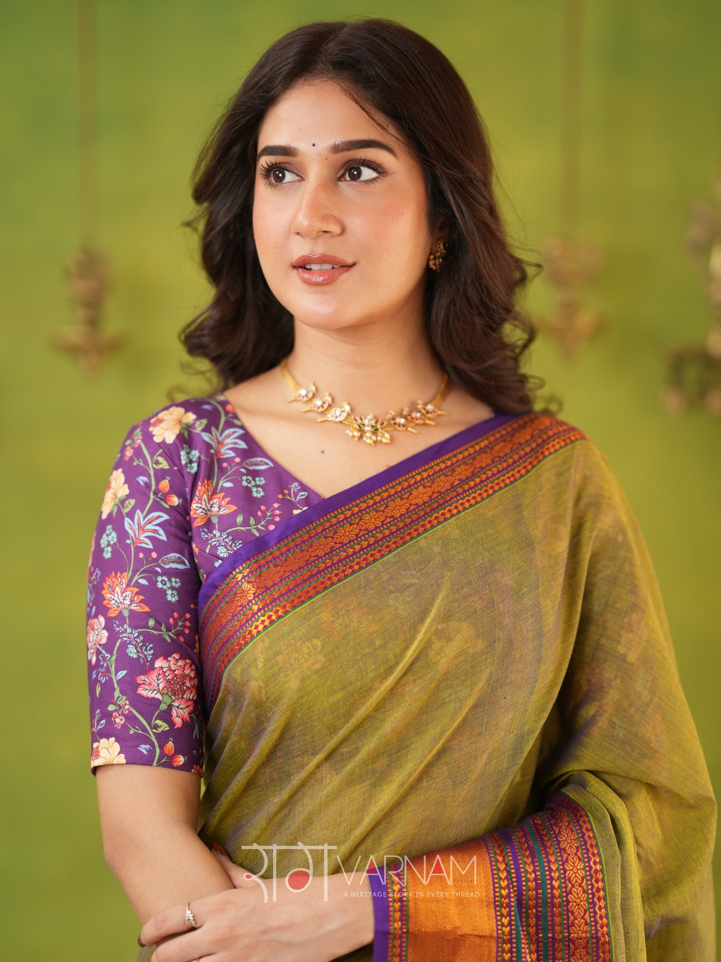 Narayanpet Dusty Cotton Saree by Raag Varnam | Mercerized Finish With 2 Blouses Included