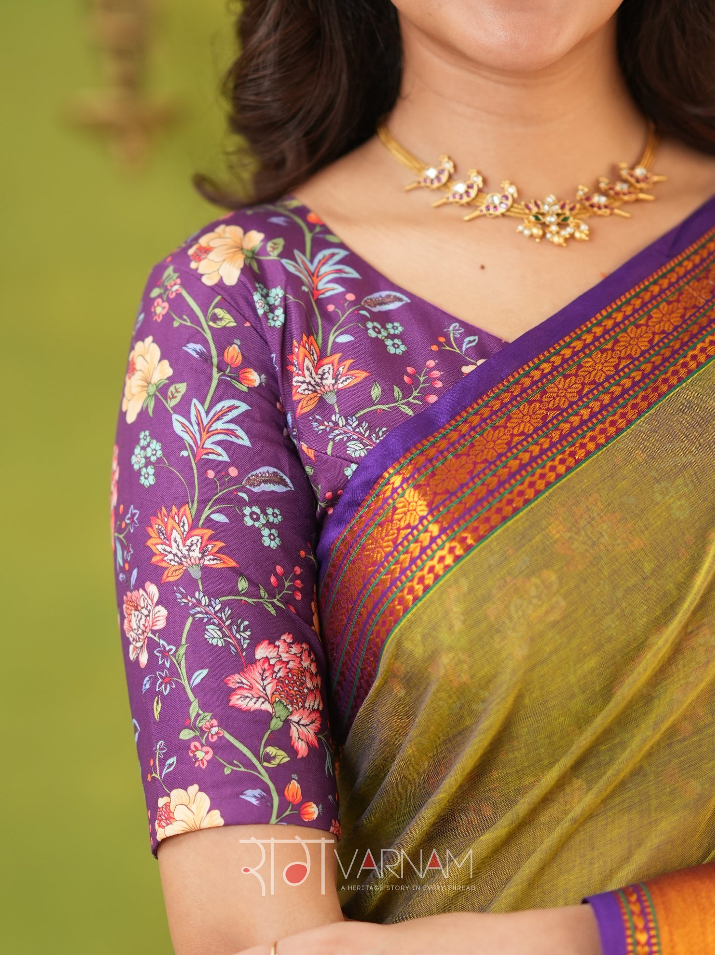 Narayanpet Dusty Cotton Saree by Raag Varnam | Mercerized Finish With 2 Blouses Included