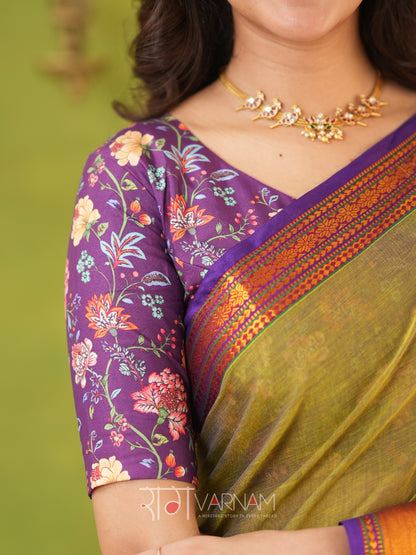 Narayanpet Dusty Cotton Saree by Raag Varnam | Mercerized Finish With 2 Blouses Included