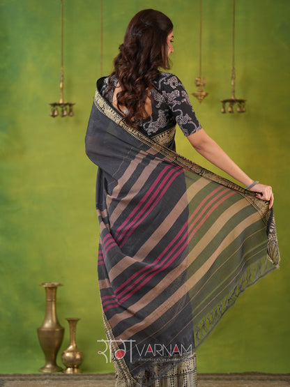 Narayanpet Grey Cotton Saree by Raag Varnam | Mercerized Finish With 2 Blouses Included