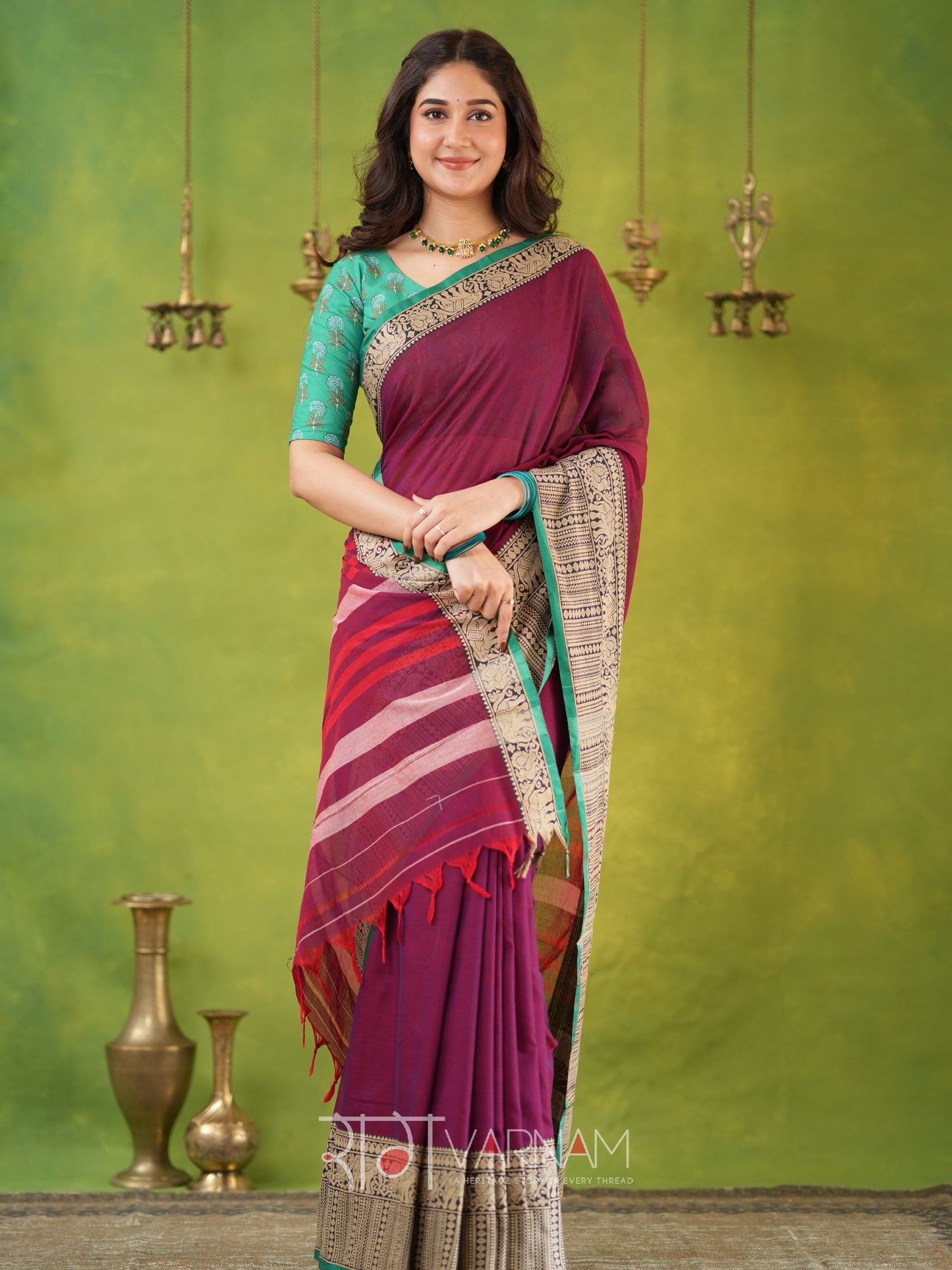Narayanpet Pink Cotton Saree by Raag Varnam | Mercerized Finish With 2 Blouses Included