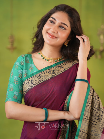 Narayanpet Pink Cotton Saree by Raag Varnam | Mercerized Finish With 2 Blouses Included