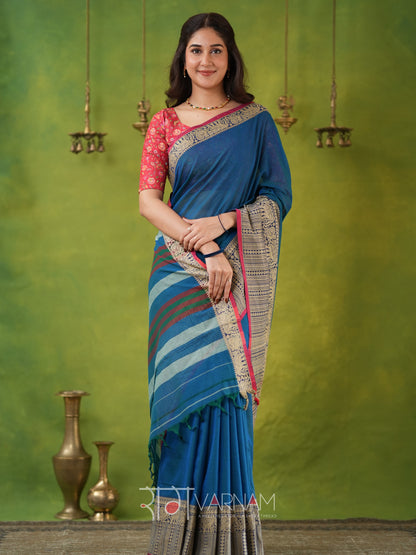Narayanpet Rama Cotton Saree by Raag Varnam | Mercerized Finish With 2 Blouses Included