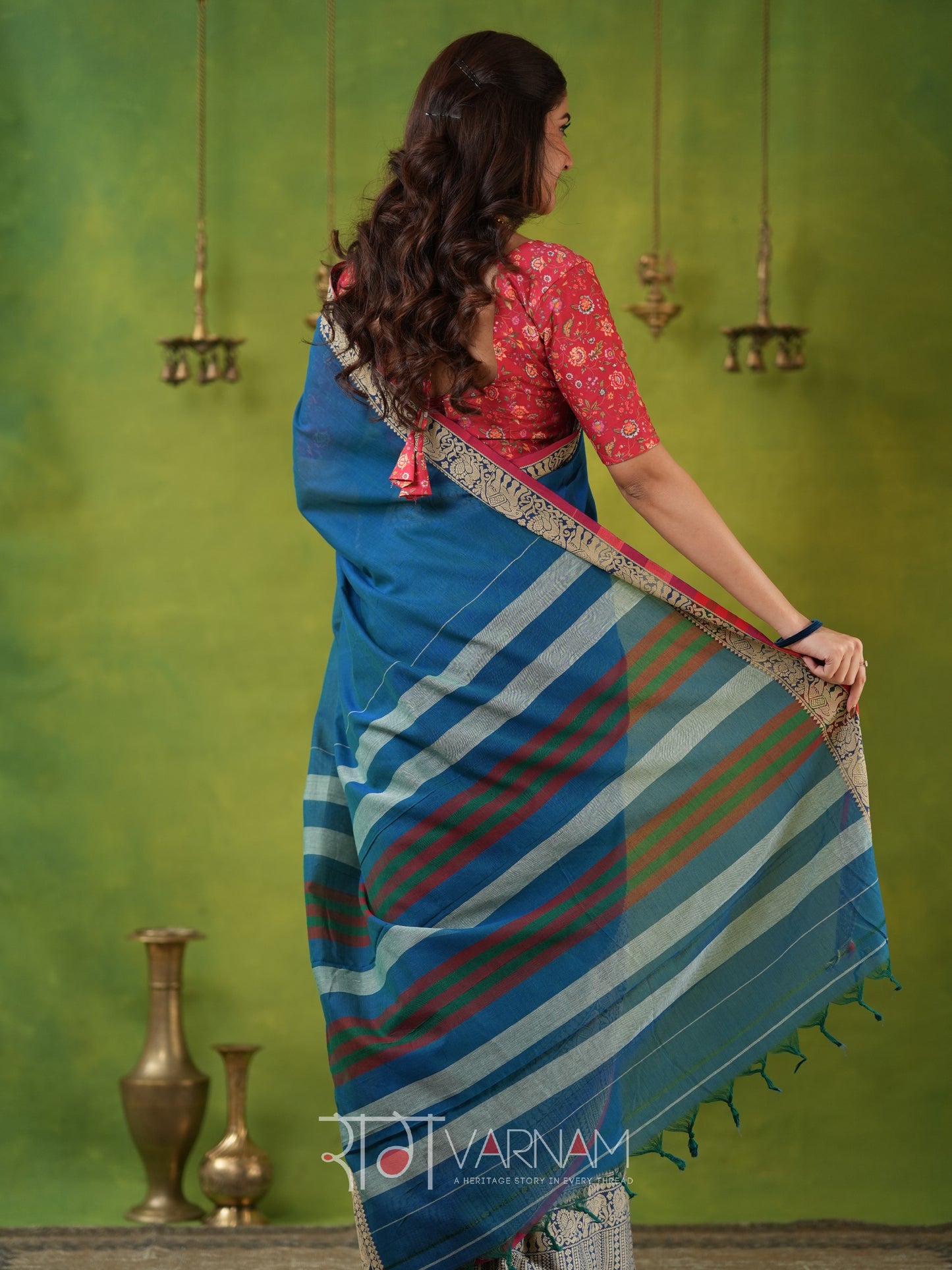 Narayanpet Rama Cotton Saree by Raag Varnam | Mercerized Finish With 2 Blouses Included