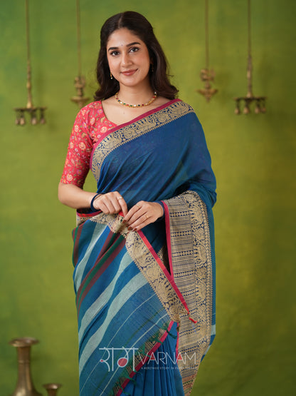 Narayanpet Rama Cotton Saree by Raag Varnam | Mercerized Finish With 2 Blouses Included
