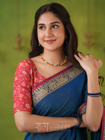 Narayanpet Rama Cotton Saree by Raag Varnam | Mercerized Finish With 2 Blouses Included