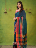 Narayanpet Green Cotton Saree by Raag Varnam | Mercerized Finish With 2 Blouses Included