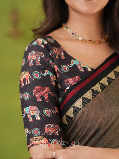 Narayanpet Grey Cotton Saree by Raag Varnam | Mercerized Finish With 2 Blouses Included