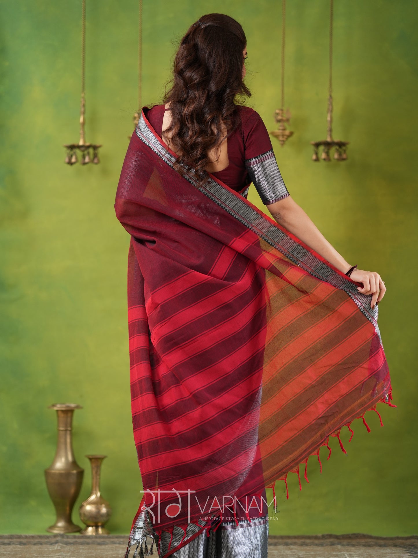 Raag Varnam Maroon Narayanpet Mercerized Cotton Saree