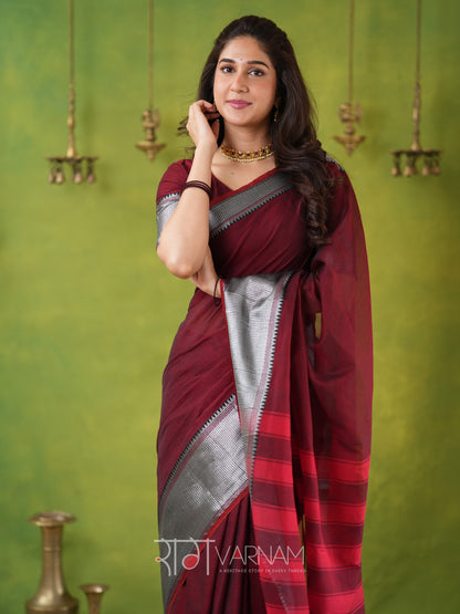 Raag Varnam Maroon Narayanpet Mercerized Cotton Saree