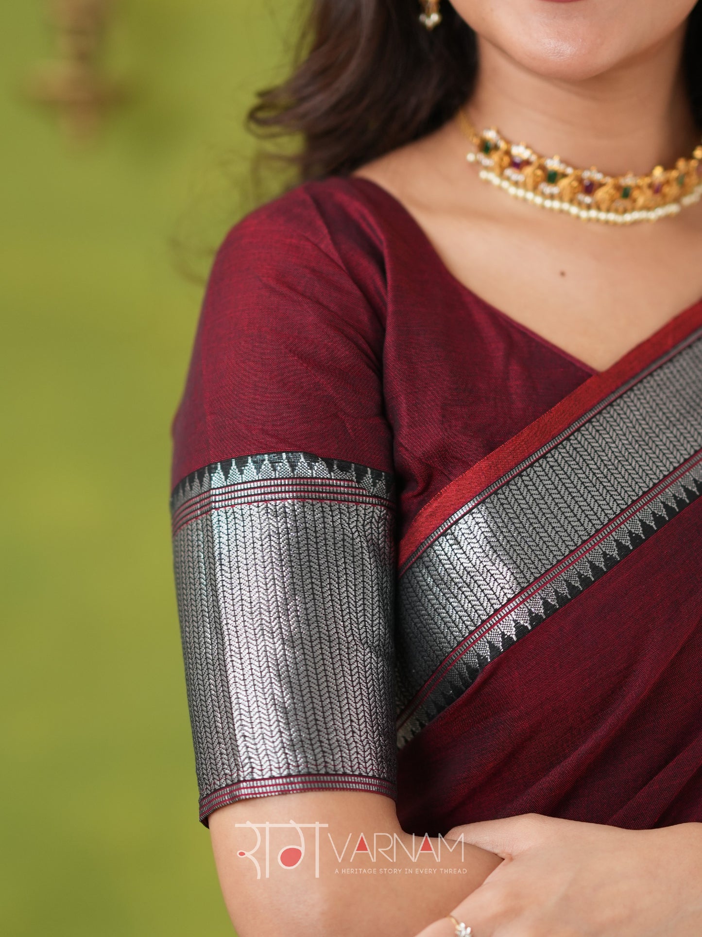 Raag Varnam Maroon Narayanpet Mercerized Cotton Saree