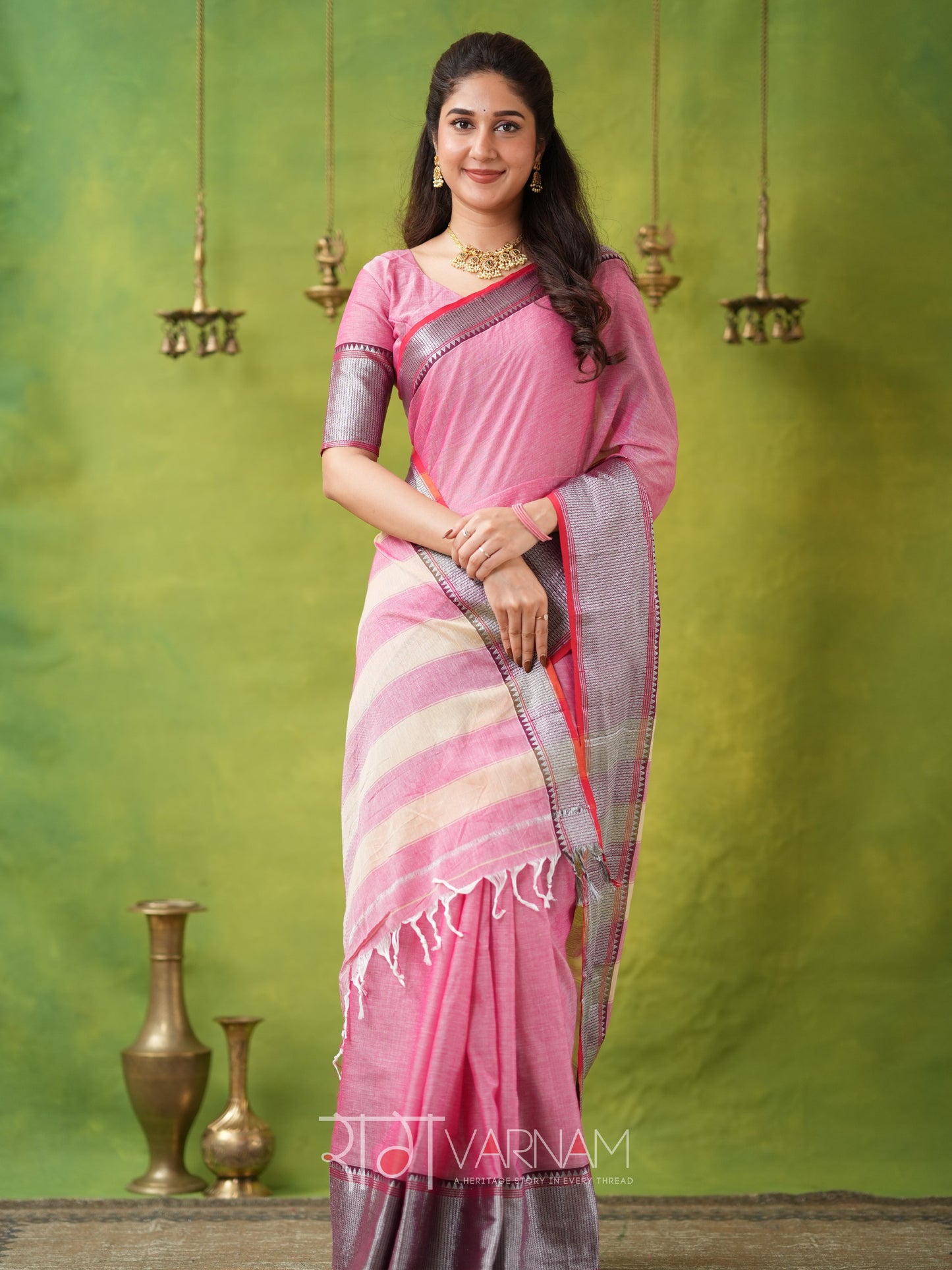 Raag Varnam Pink Narayanpet Mercerized Cotton Saree