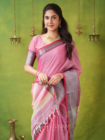 Raag Varnam Pink Narayanpet Mercerized Cotton Saree