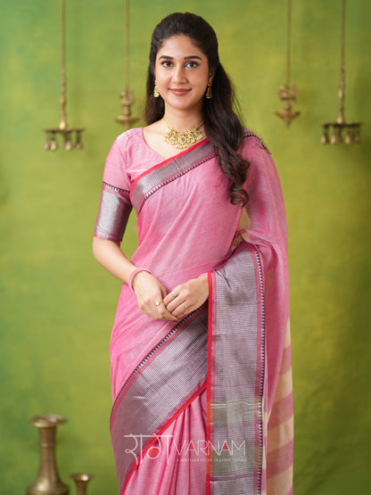 Raag Varnam Pink Narayanpet Mercerized Cotton Saree