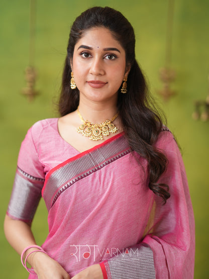 Raag Varnam Pink Narayanpet Mercerized Cotton Saree