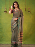 Narayanpet Grey Cotton Saree by Raag Varnam | Mercerized Finish With 2 Blouses Included