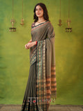 Narayanpet Grey Cotton Saree by Raag Varnam | Mercerized Finish With 2 Blouses Included