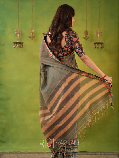 Narayanpet Grey Cotton Saree by Raag Varnam | Mercerized Finish With 2 Blouses Included