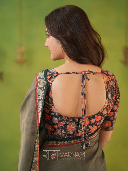 Narayanpet Grey Cotton Saree by Raag Varnam | Mercerized Finish With 2 Blouses Included