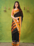 Narayanpet Black Cotton Saree by Raag Varnam | Mercerized Finish With 2 Blouses Included