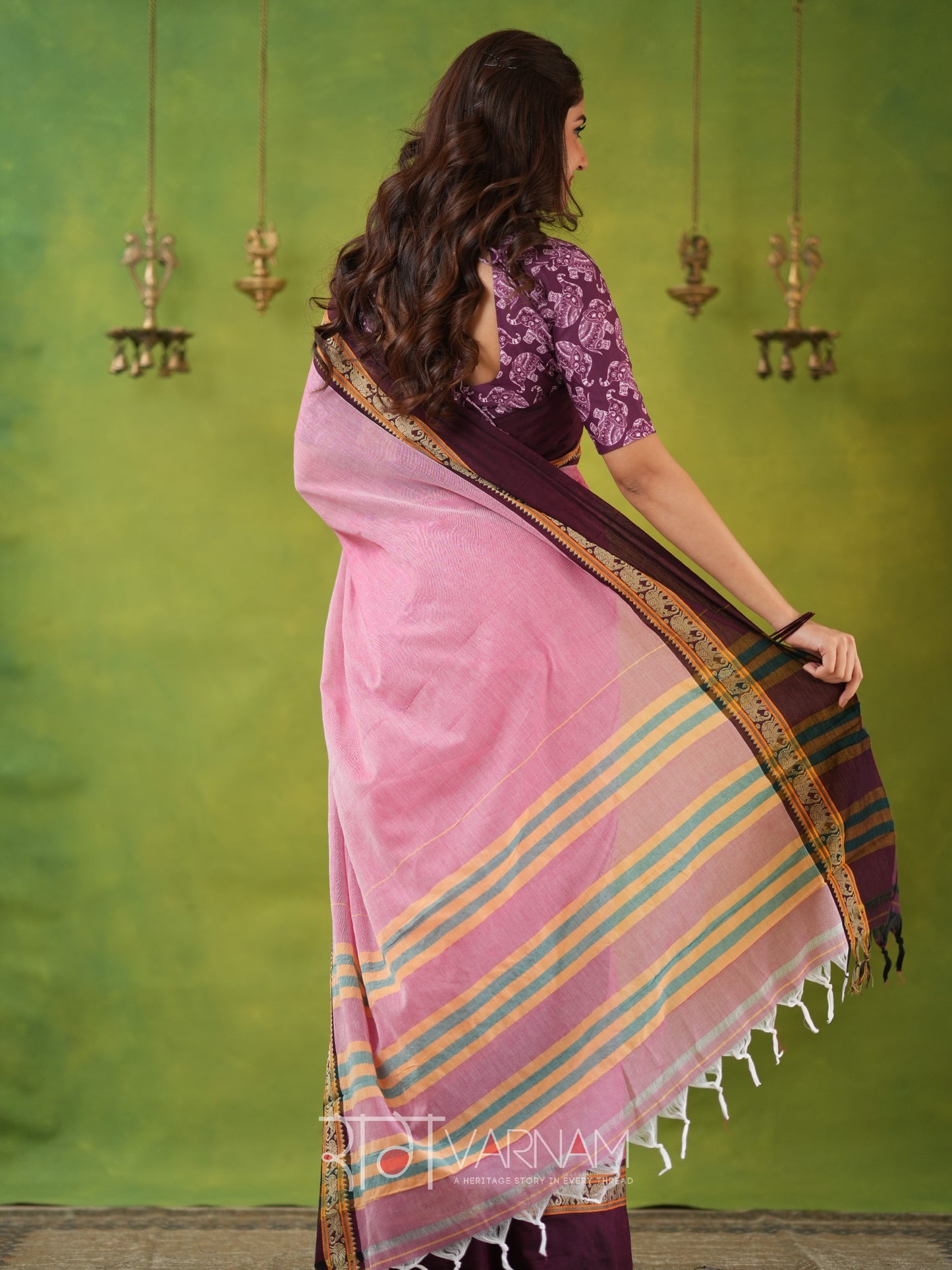 Narayanpet Pink Cotton Saree by Raag Varnam | Mercerized Finish With 2 Blouses Included
