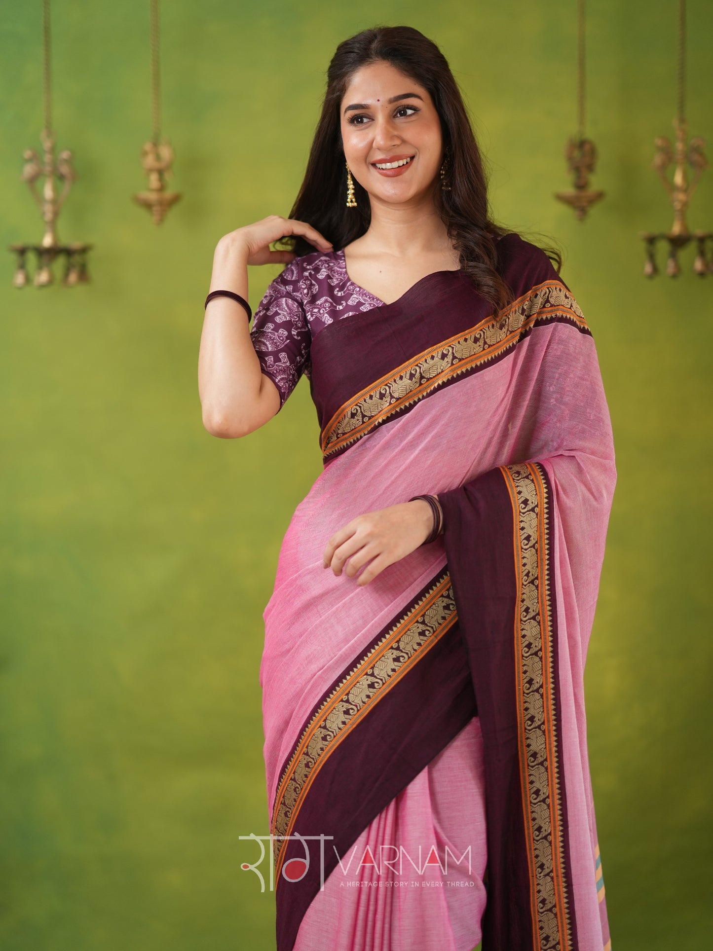 Narayanpet Pink Cotton Saree by Raag Varnam | Mercerized Finish With 2 Blouses Included