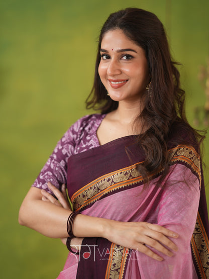 Narayanpet Pink Cotton Saree by Raag Varnam | Mercerized Finish With 2 Blouses Included