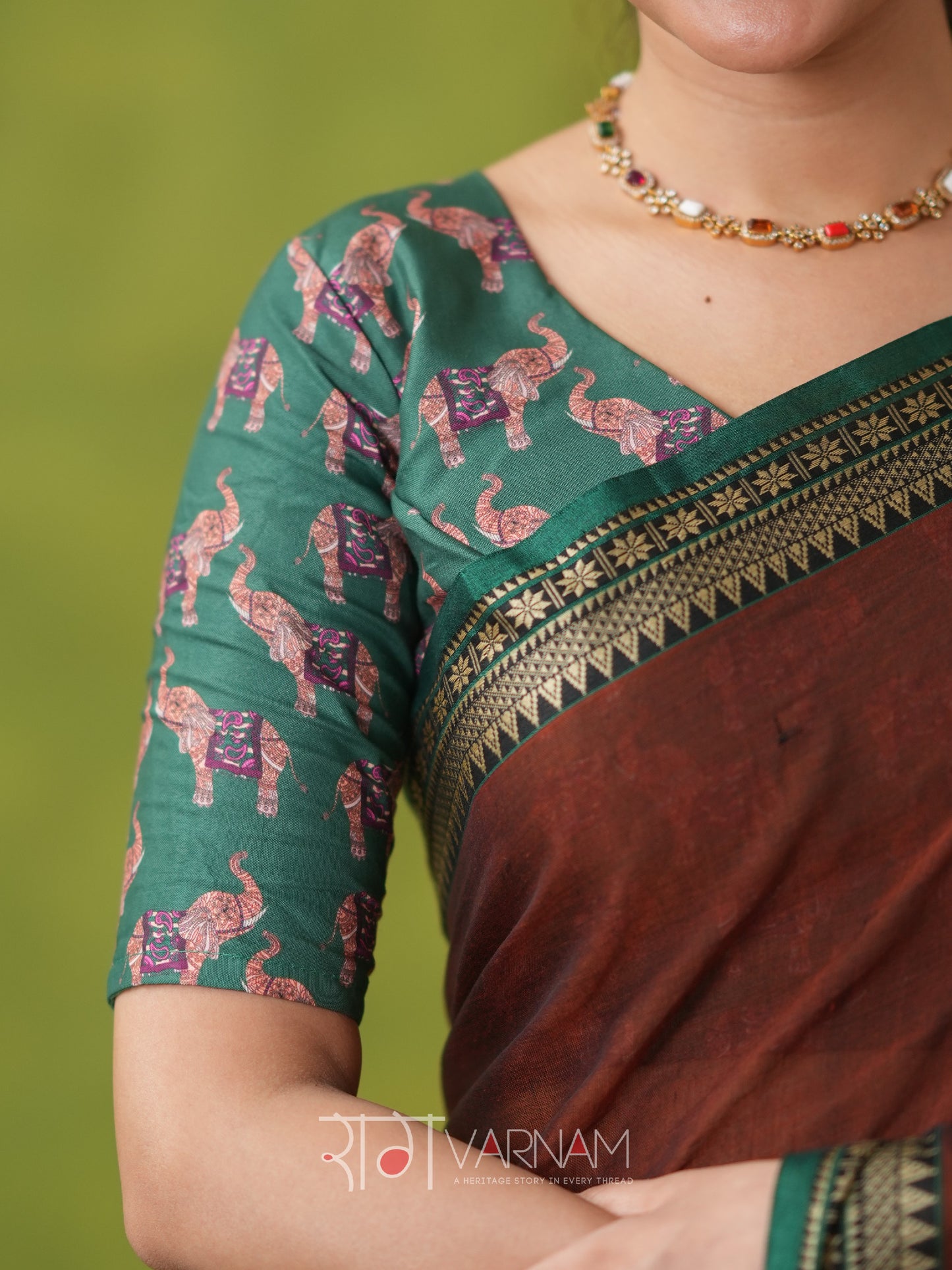 Narayanpet Brown Cotton Saree by Raag Varnam | Mercerized Finish With 2 Blouses Included