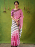 Narayanpet Pink Cotton Saree by Raag Varnam | Mercerized Finish With 2 Blouses Included
