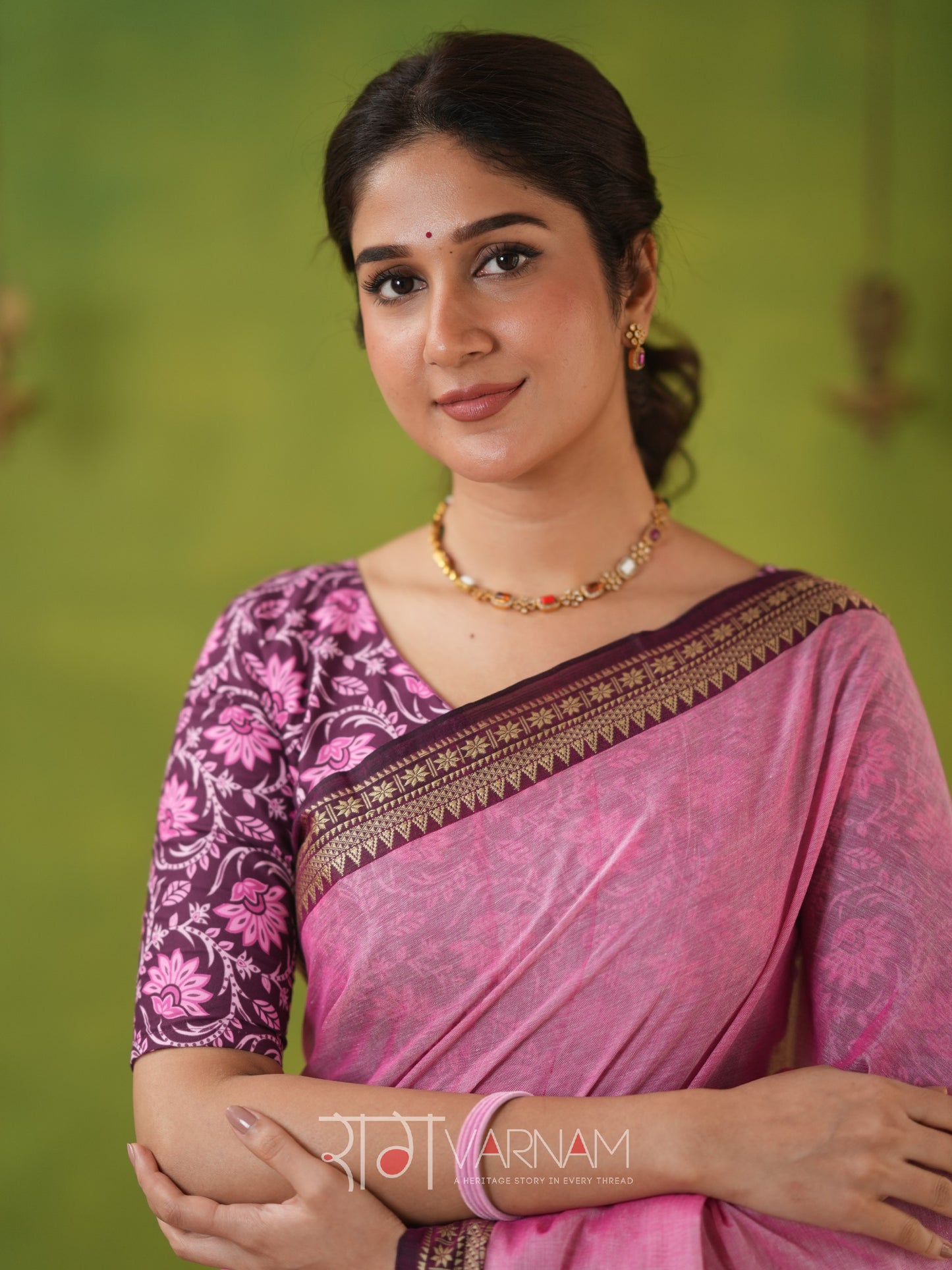 Narayanpet Pink Cotton Saree by Raag Varnam | Mercerized Finish With 2 Blouses Included