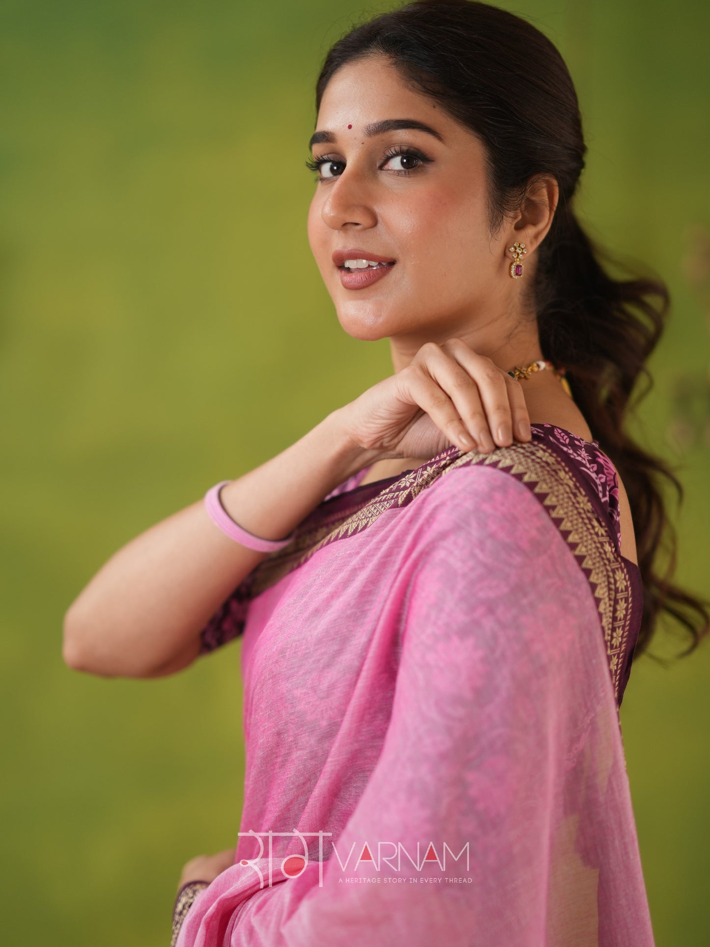 Narayanpet Pink Cotton Saree by Raag Varnam | Mercerized Finish With 2 Blouses Included