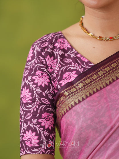 Narayanpet Pink Cotton Saree by Raag Varnam | Mercerized Finish With 2 Blouses Included