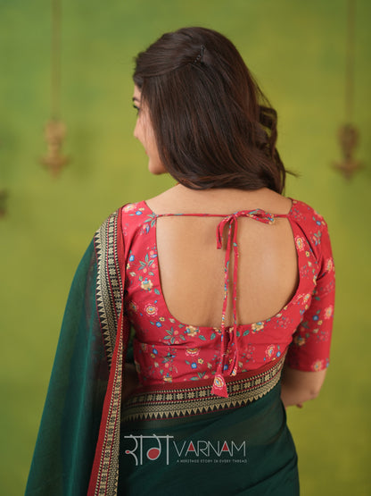 Narayanpet Green Cotton Saree by Raag Varnam | Mercerized Finish With 2 Blouses Included