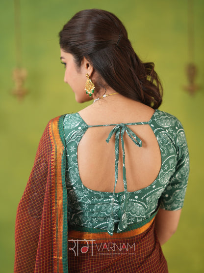 Narayanpet Brown Cotton Saree by Raag Varnam | Mercerized Finish With 2 Blouses Included