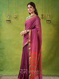 Narayanpet Pink Cotton Saree by Raag Varnam | Mercerized Finish With 2 Blouses Included
