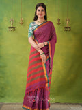 Narayanpet Pink Cotton Saree by Raag Varnam | Mercerized Finish With 2 Blouses Included