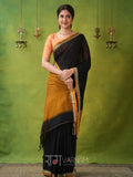 Narayanpet Black Cotton Saree by Raag Varnam | Mercerized Finish With 2 Blouses Included