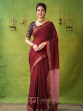 Narayanpet Maroon Cotton Saree by Raag Varnam | Mercerized Finish With 2 Blouses Included