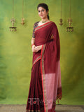 Narayanpet Maroon Cotton Saree by Raag Varnam | Mercerized Finish With 2 Blouses Included