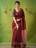 Narayanpet Maroon Cotton Saree by Raag Varnam | Mercerized Finish With 2 Blouses Included