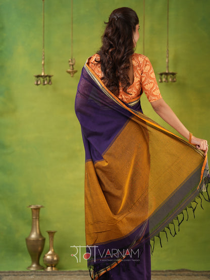 Narayanpet Violet  Cotton Saree by Raag Varnam | Mercerized Finish With 2 Blouses Included