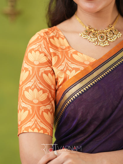 Narayanpet Violet  Cotton Saree by Raag Varnam | Mercerized Finish With 2 Blouses Included