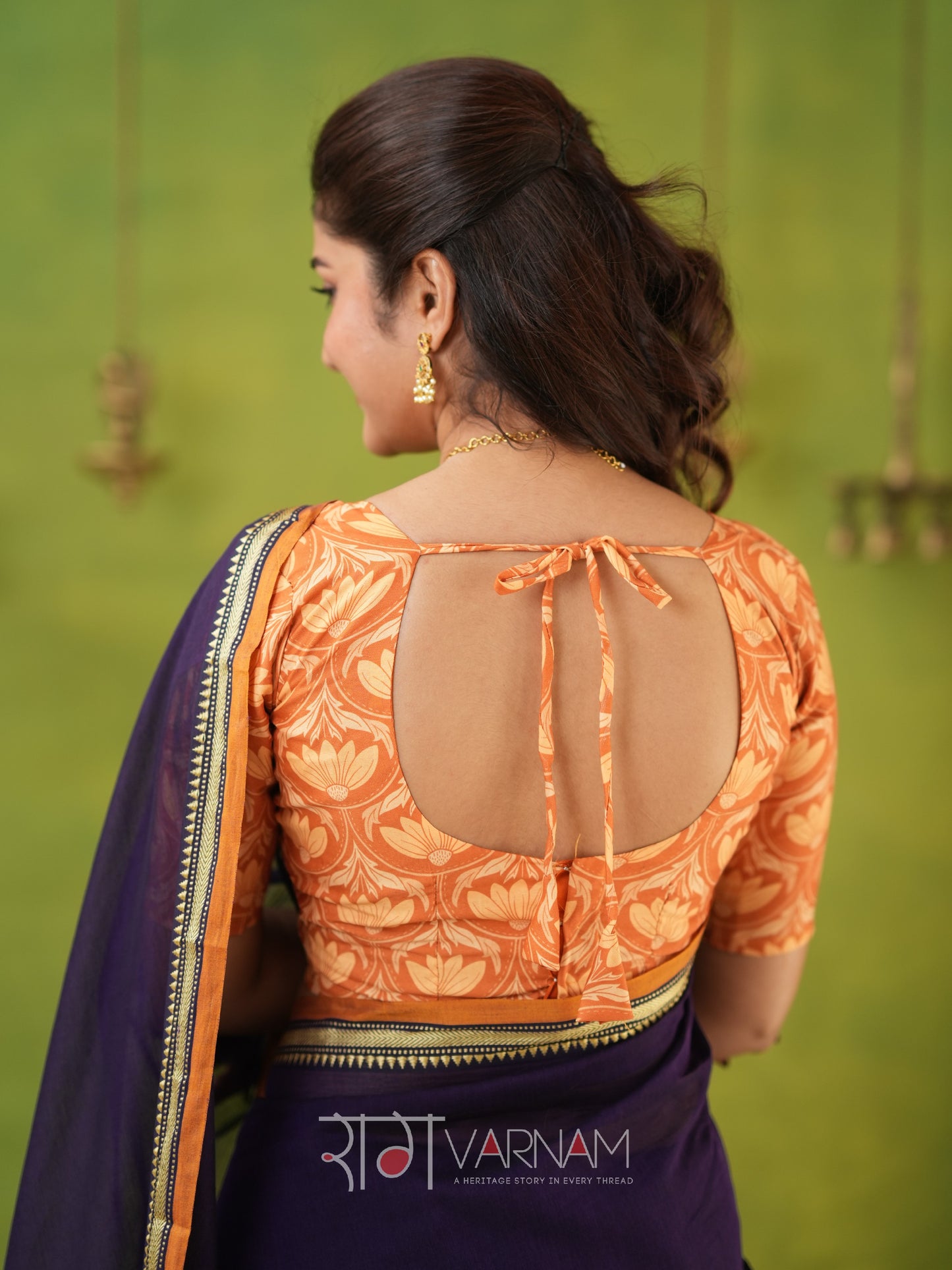 Narayanpet Violet  Cotton Saree by Raag Varnam | Mercerized Finish With 2 Blouses Included
