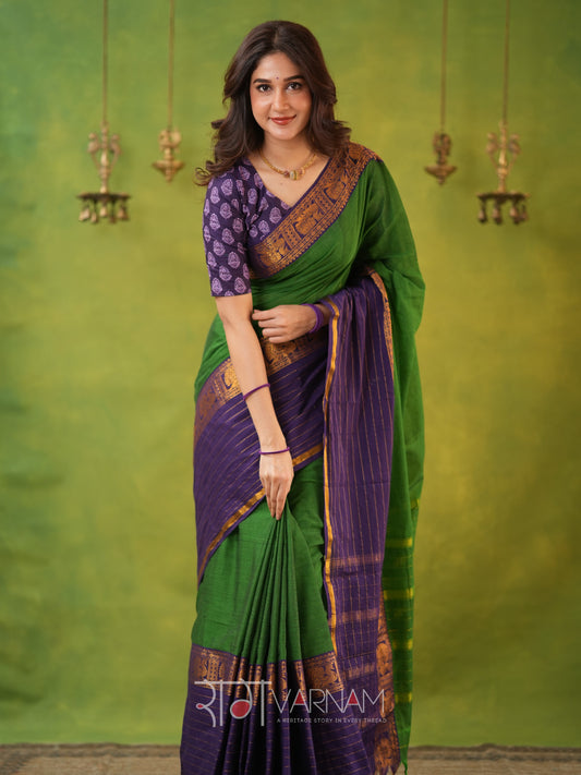 Narayanpet Cotton Saree by Raag Varnam | Mercerized Finish With 2 Blouses Included