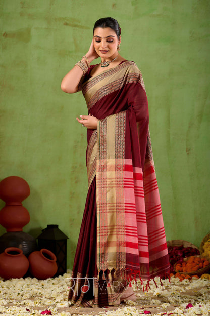 Raag Varnam Maroon Narayanpet Mercerized Cotton Saree