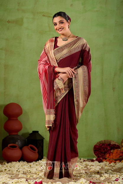 Raag Varnam Maroon Narayanpet Mercerized Cotton Saree