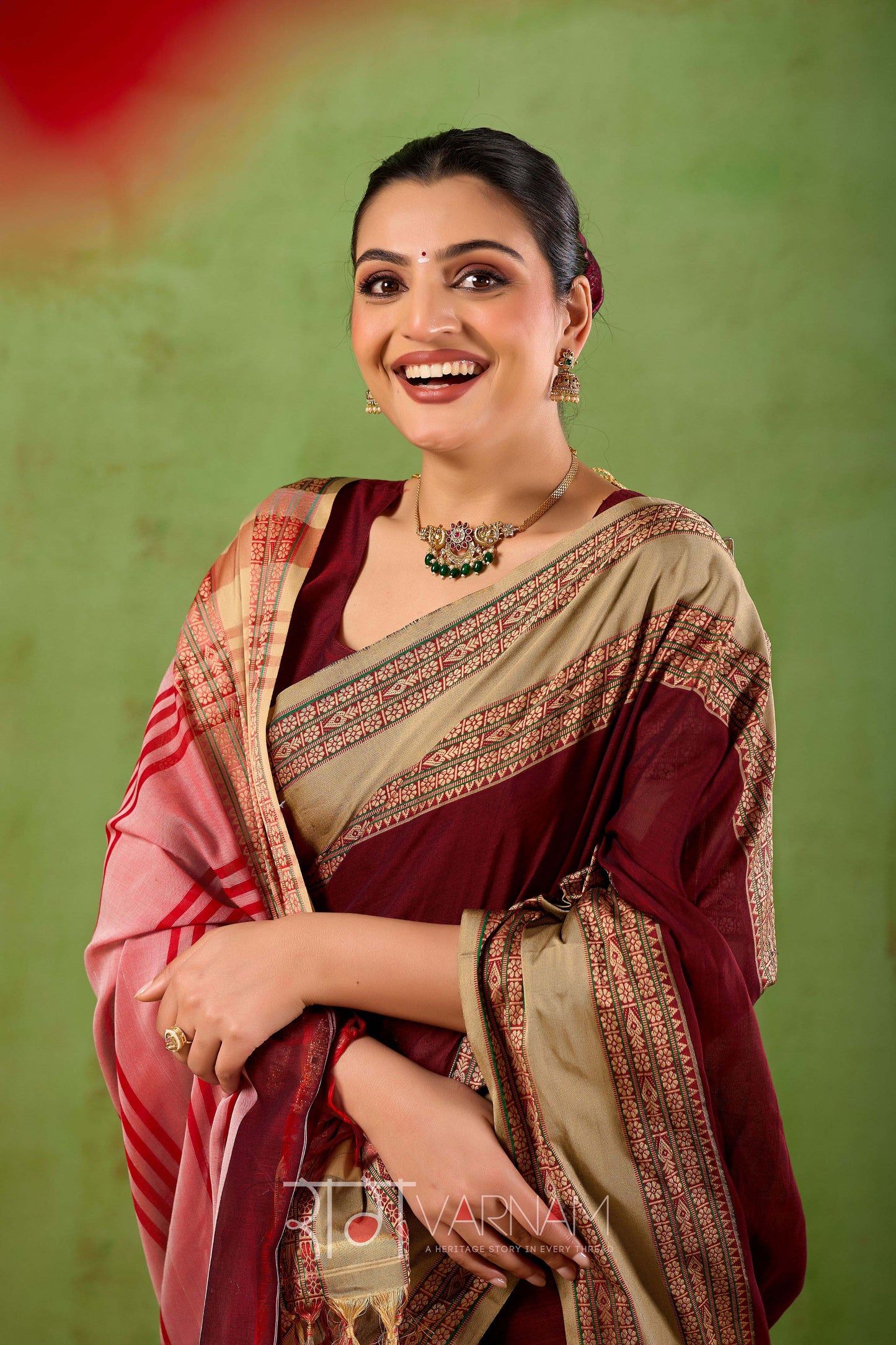 Raag Varnam Maroon Narayanpet Mercerized Cotton Saree