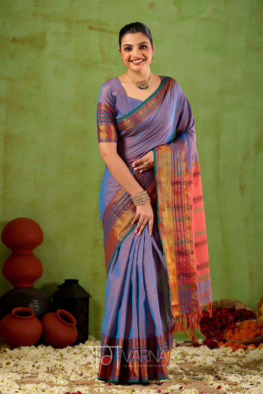 Raag Varnam Lavnder Narayanpet Mercerized Cotton Saree
