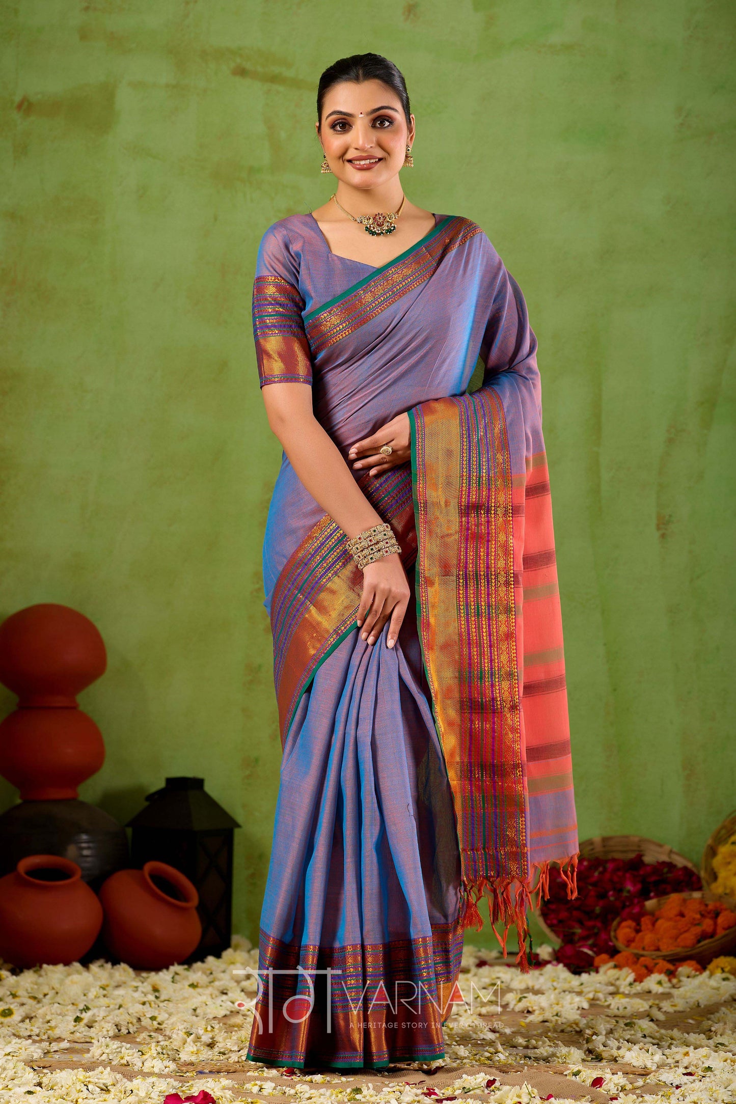 Raag Varnam Lavnder Narayanpet Mercerized Cotton Saree