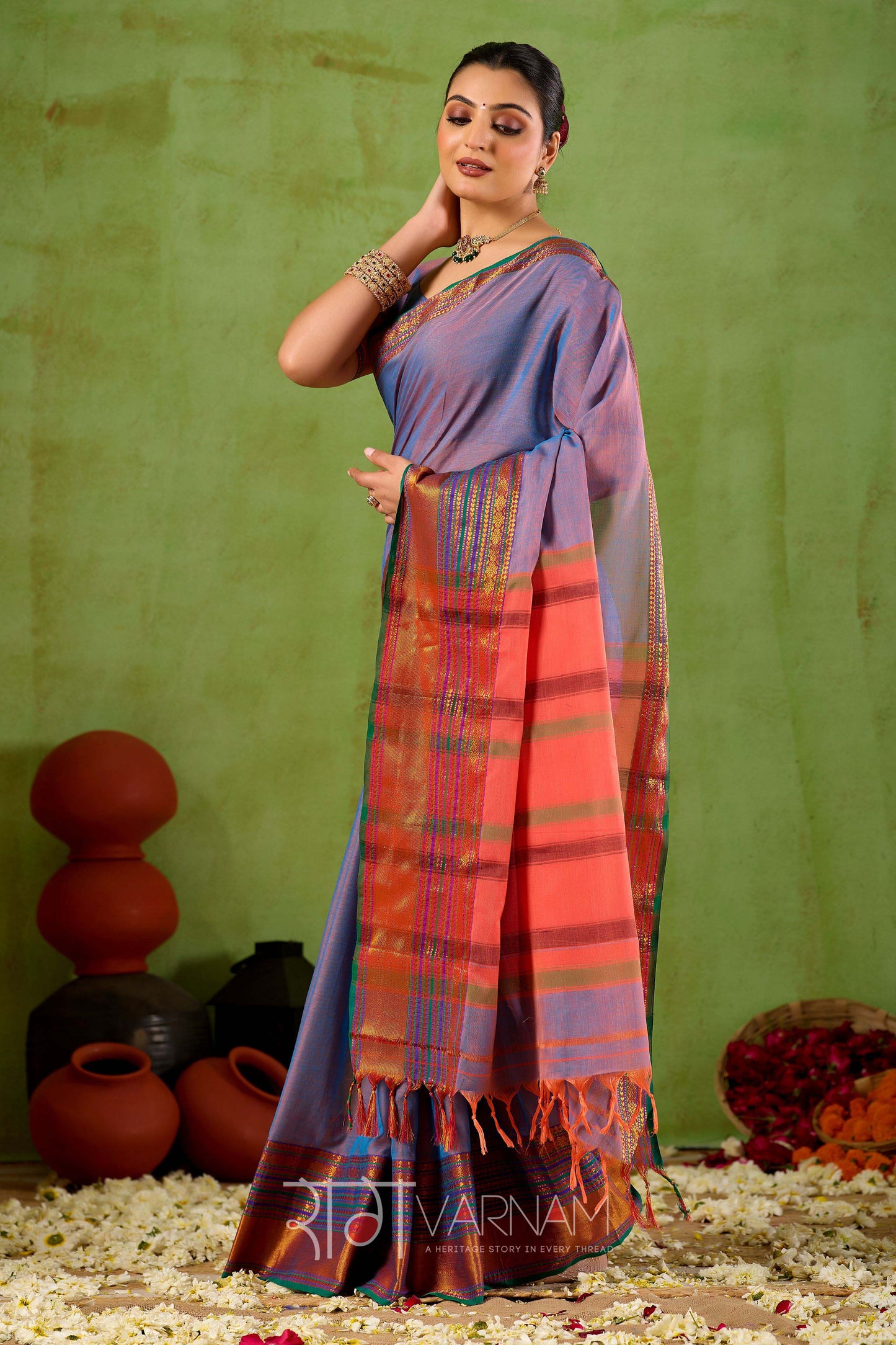 Raag Varnam Lavnder Narayanpet Mercerized Cotton Saree